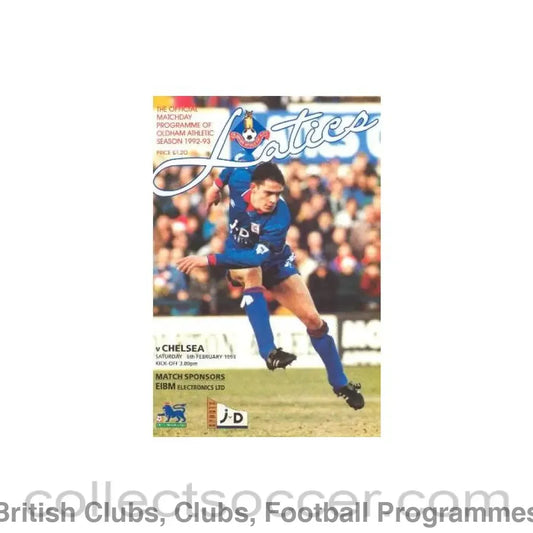 1993 - Oldham Athletic vChelsea official programme 06/02/1993 Premier League