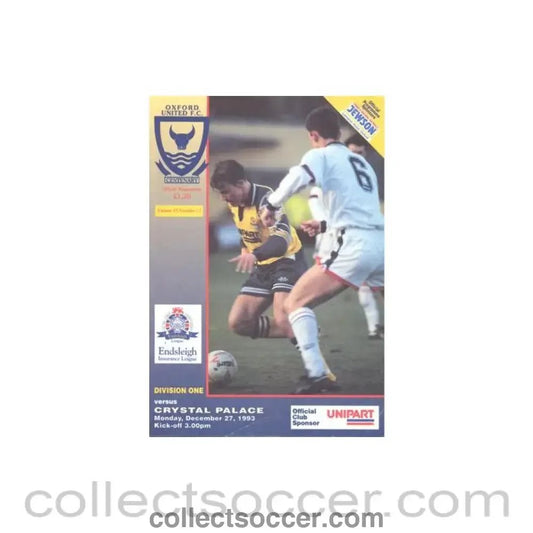 1993 - Oxford United v Crystal Palace official programme 27/12/1993 - Collect Soccer
