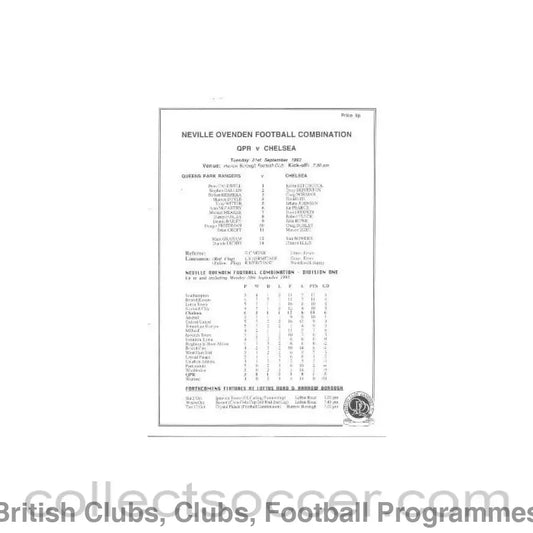 1993 - Queen’s Park Rangers vChelsea official programme 21/09/1993