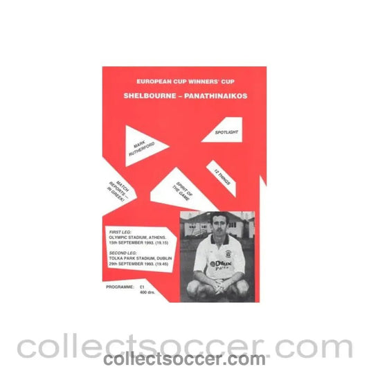 1993 - Shelbourne v Panathinaikos official programme 15/09/1993 Cup Winners Cup - Collect Soccer