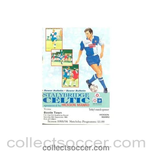 1993 - Stalybridge Celtic v Bootle Town official programme 25/09/1993 F.A. Cup - Collect Soccer