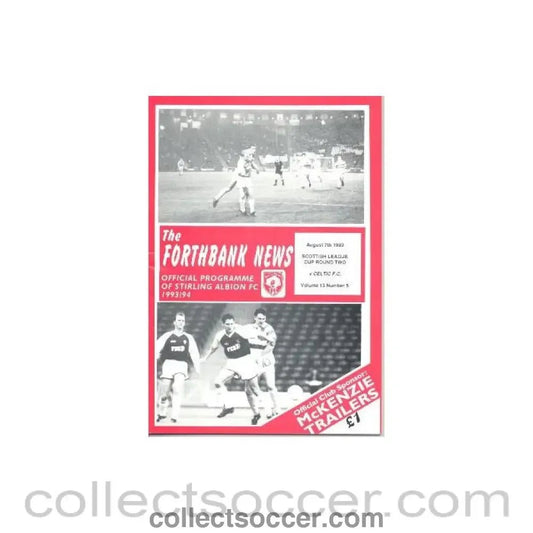 1993 - Stirling Albion v Celtic official programme 07/08/1993 Scottish League Cup - Collect Soccer
