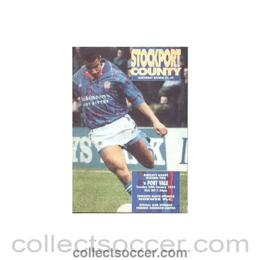 1993 - Stockport County v Port Vale official programme 26/01/1993 - Collect Soccer