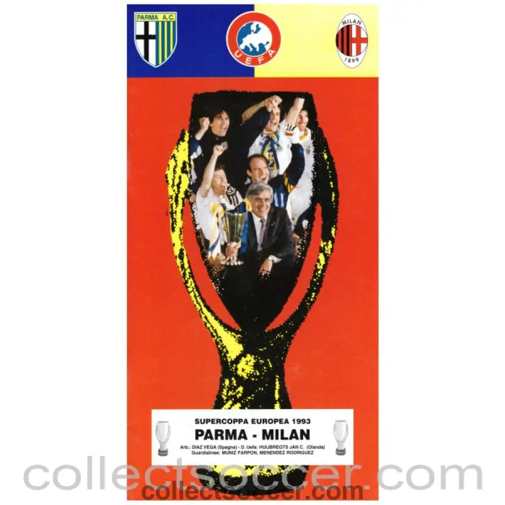 1993 Super Cup Final 1st Leg Official Programme Parma v AC Milan - Collect Soccer