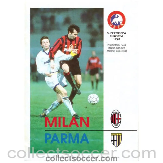 1993 Super Cup Final 2nd Leg Official Programme Milan v Parma - Collect Soccer