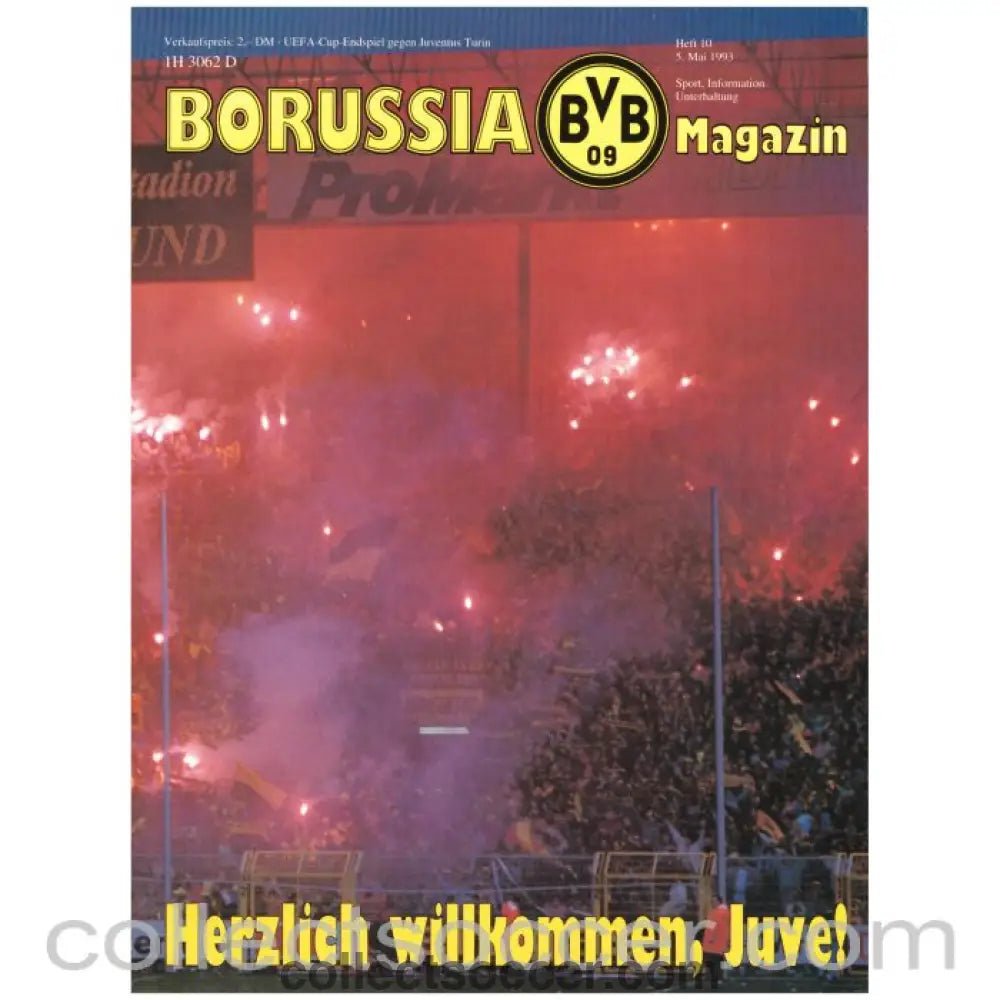 1993 UEFA Cup Final Official Programme Borussia Dortmund v Juventus 1st Leg - Collect Soccer