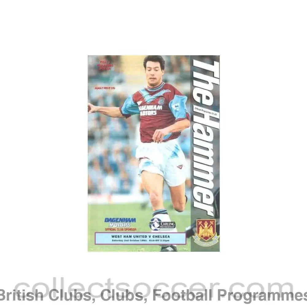 1993 - West Ham United vChelsea official programme 02/10/1993