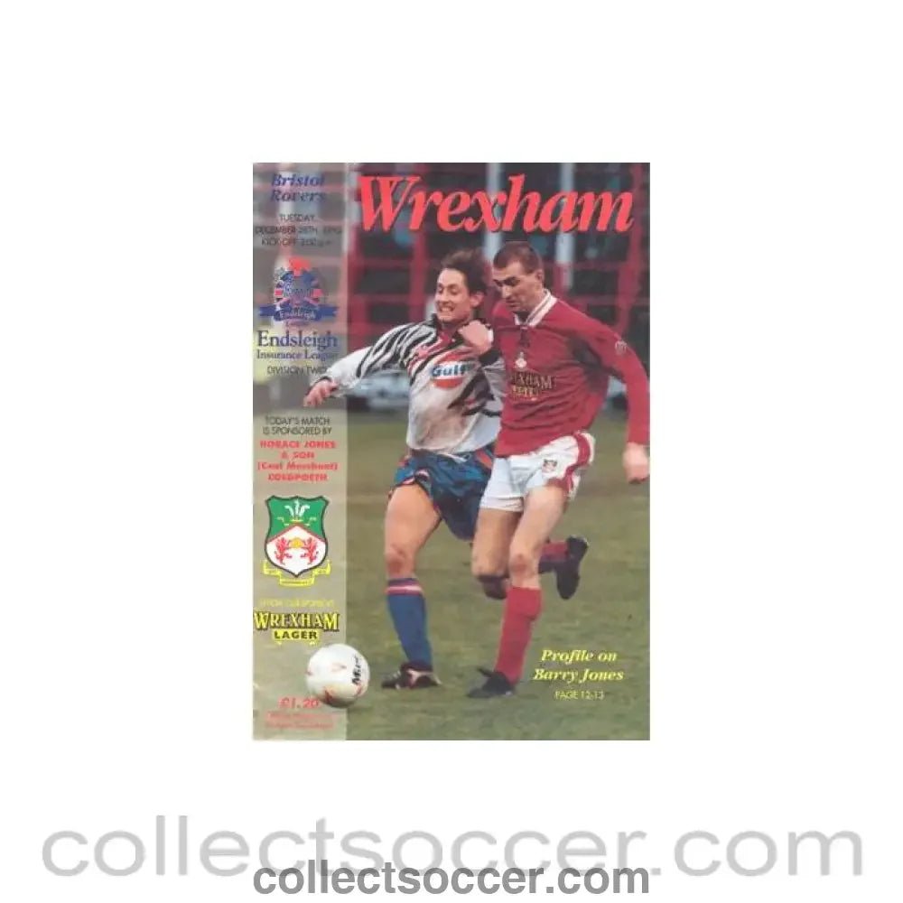 1993 - Wrexham v Bristol Rovers official programme 28/12/1993 Football League - Collect Soccer
