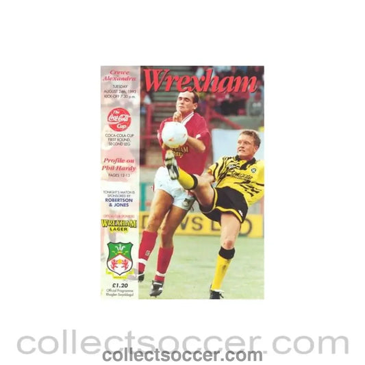 1993 - Wrexham v Crewe Alexandra official programme 24/08/1993 Coca Cola Cup - Collect Soccer