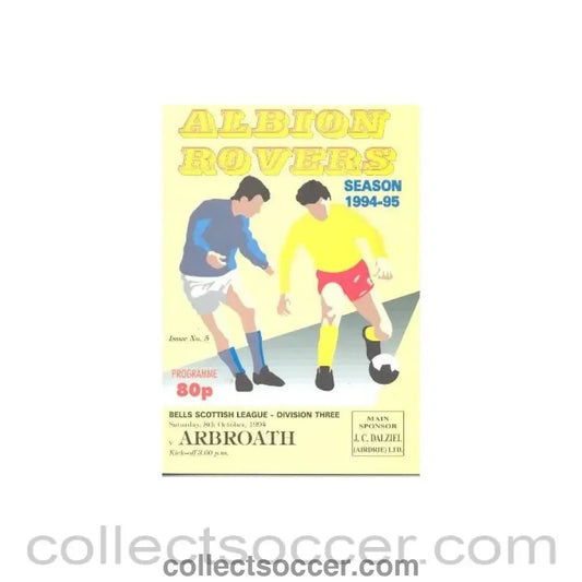 1994 - Albion Rovers v Arbroath official programme 08/10/1994 Scottish League - Collect Soccer