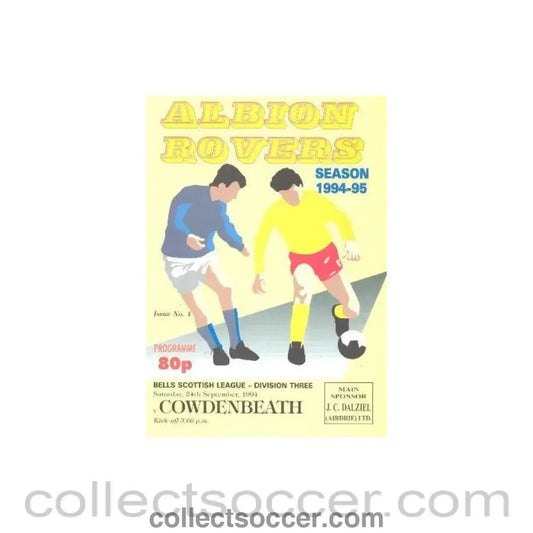1994 - Albion Rovers v Cowdenbeath official programme 24/09/1994 Scottish League - Collect Soccer