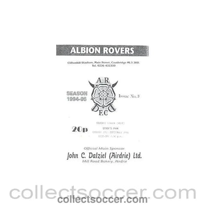 1994 - Albion Rovers v Queen's Park official programme 27/09/1994 Reserve League - Collect Soccer