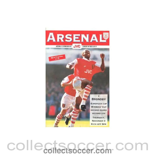 1994 - Arsenal v Brondby official programme 03/11/1994 European Cup Winners Cup