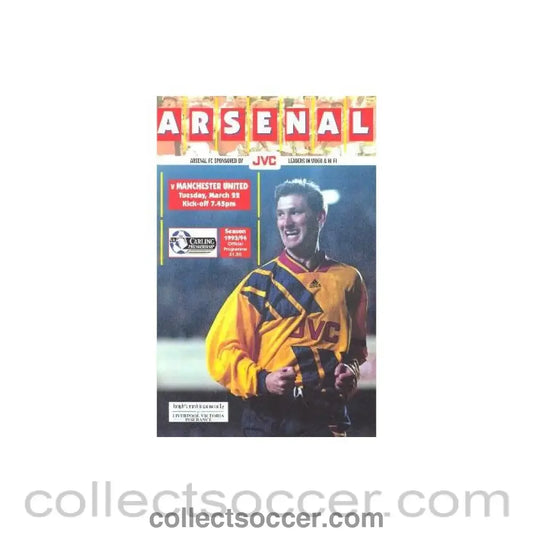 1994 - Arsenal v Manchester United official programme 22/03/1994 Carling Premiership