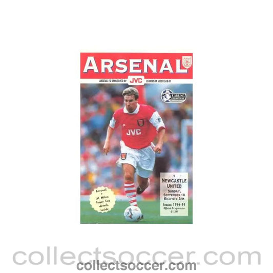 1994 - Arsenal v Newcastle United official programme 18/09/1994 Carling Premiership - Collect Soccer