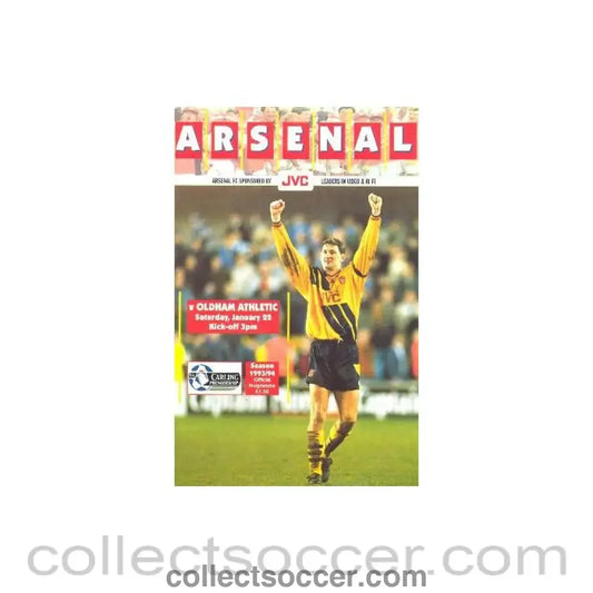 1994 - Arsenal v Oldham Athletic official programme 22/01/1994 Carling Premiership