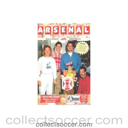 1994 - Arsenal v Queen’s Park Rangers official programme 03/01/1994 Carling Premiership