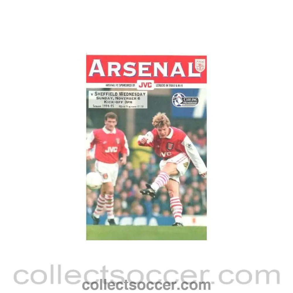 1994 - Arsenal v Sheffield Wednesday official programme 06/11/1994 Carling Premiership - Collect Soccer