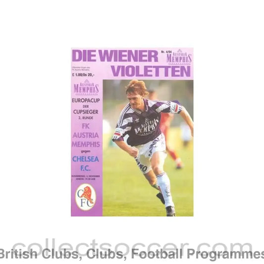 1994 - Austria Memphis vChelsea official programme 03/11/1994 European Cup