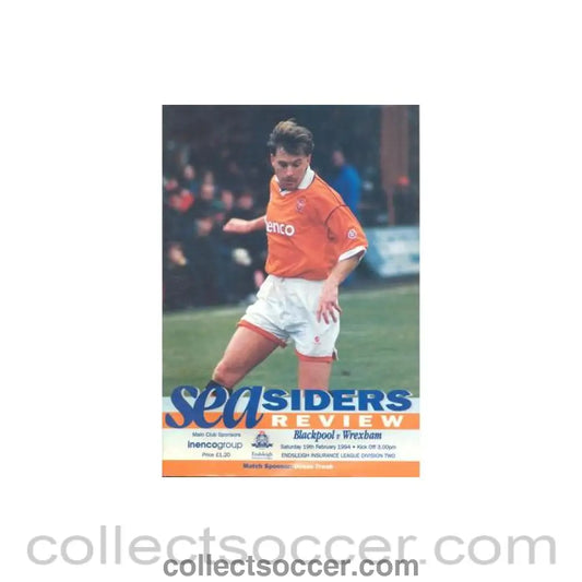 1994 - Blackpool v Wrexham official programme 19/02/1994 Football League