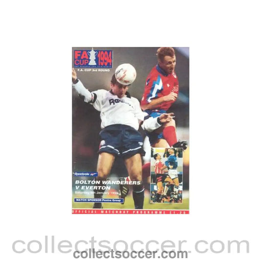 1994 - Bolton Wanderers v Everton official programme 08/01/1994 F.A. Cup