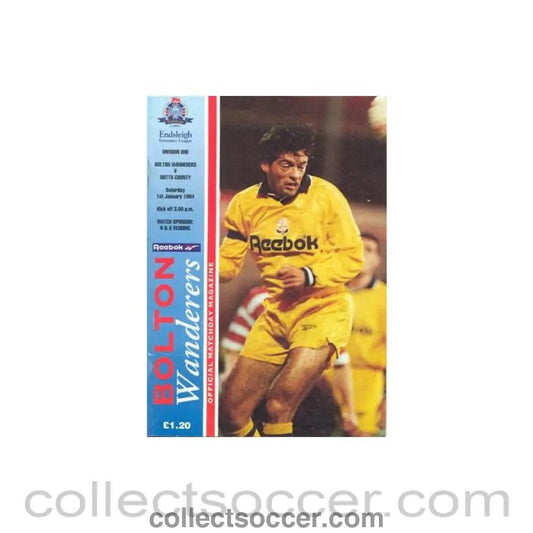 1994 - Bolton Wanderers v Notts County official programme 01/01/1994 Football League - Collect Soccer