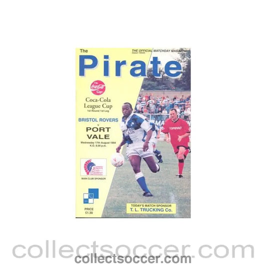 1994 - Bristol Rovers v Port Vale official programme 17/08/1994 Football League Coca Cola Cup - Collect Soccer