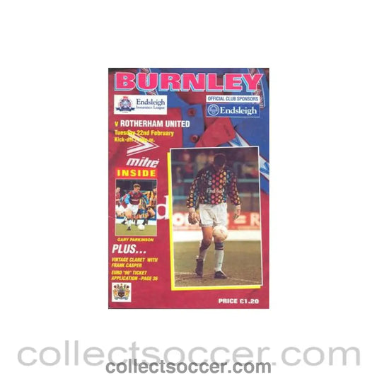 1994 - Burnley v Rotherham United official programme 22/02/1994 Football League