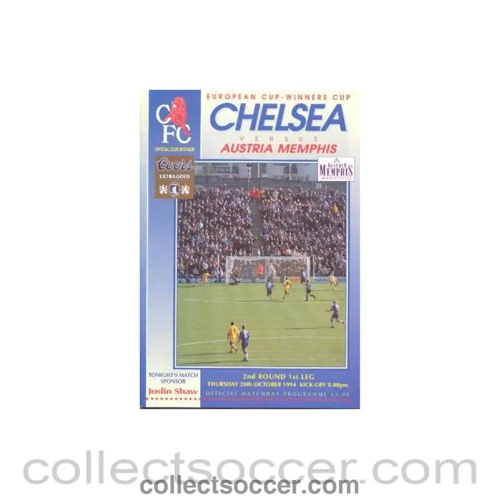 1994 - Chelsea v Austria Memphis official programme 20/10/1994 - Collect Soccer
