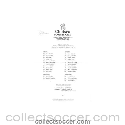 1994 - Chelsea v Brighton Reserves official teamsheet 05/04/1994 Football Combination - Collect Soccer