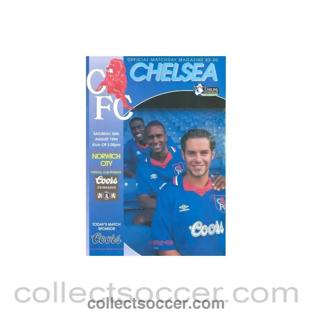 1994 - Chelsea v Norwich City official programme 20/08/1994 - Collect Soccer