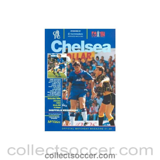 1994 - Chelsea v Sheffield Wednesday official programme 29/01/1994
