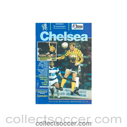 1994 - Chelsea v Swindon Town official programme 27/04/1994