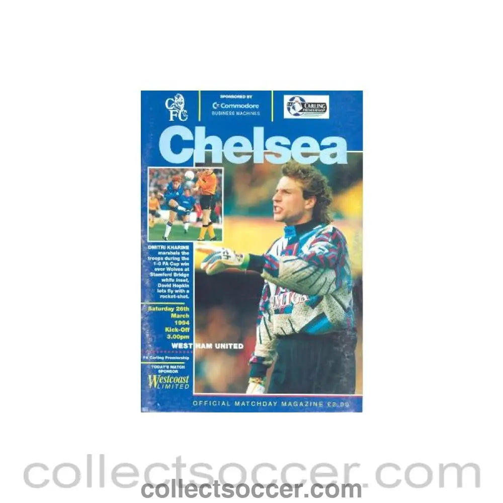 1994 - Chelsea v West Ham United official programme 26/03/1994