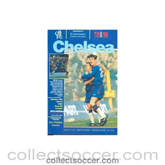 1994 - Chelsea v Wolverhampton Wanderers official programme 13/03/1994 - Collect Soccer