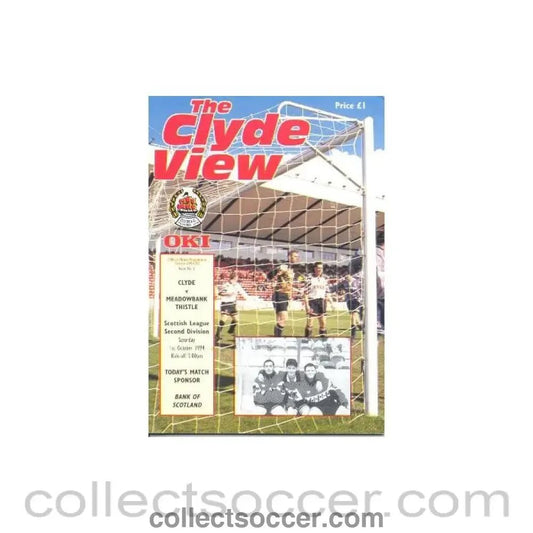 1994 - Clyde v Meadowbank Thistle official programme 01/10/1994 Scottish League - Collect Soccer