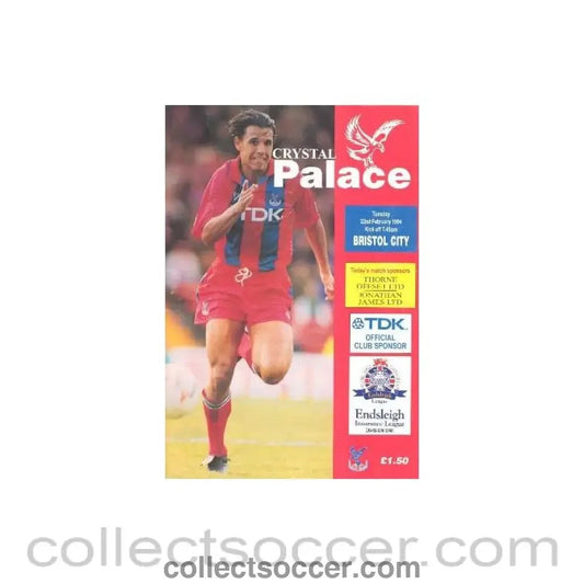 1994 - Crystal Palace v Bristol City official programme 22/02/1994 - Collect Soccer
