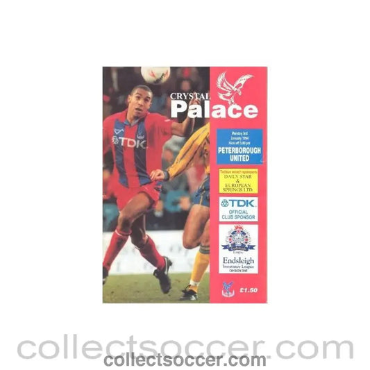 1994 - Crystal Palace v Peterborough United official programme 03/01/1994 - Collect Soccer