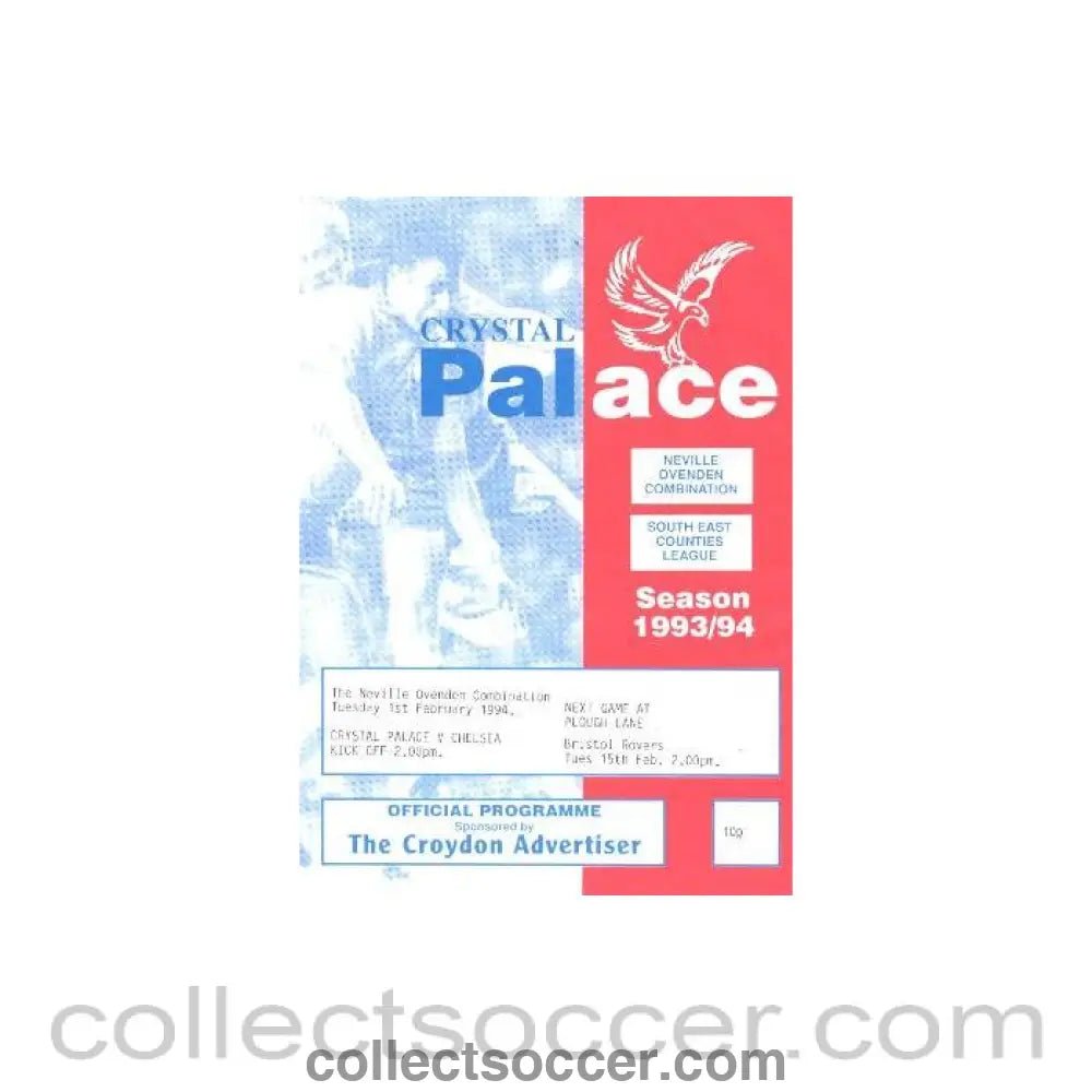 1994 - Crystal Palace vChelsea official programme 01/02/1994 - Collect Soccer