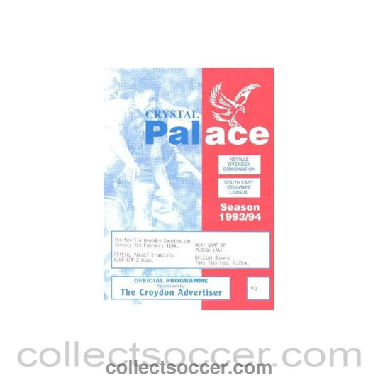 1994 - Crystal Palace vChelsea official programme 01/02/1994 - Collect Soccer