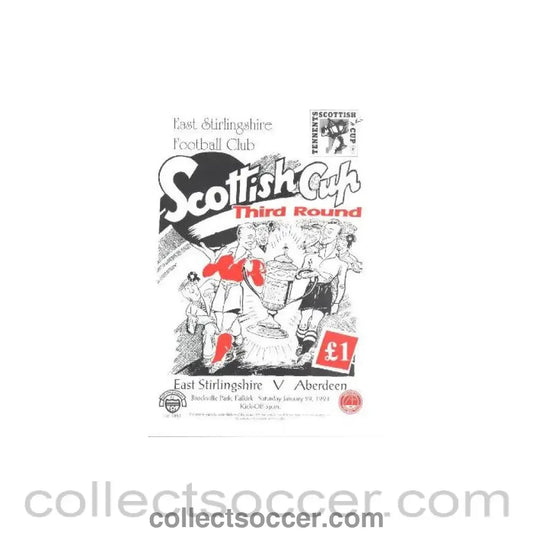 1994 - East Stirlingshire v Aberdeen official programme 22/01/1994 Scottish Cup - Collect Soccer