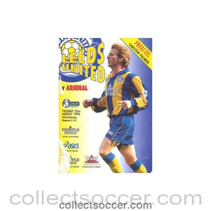 1994 - Leeds United v Arsenal official programme 23/08/1994 Premier League, with a giant Carlton Palmer poster, reduced price - Collect Soccer