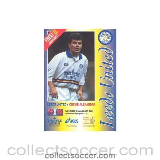 1994 - Leeds United v Crewe Alexandra official programme 08/01/1994 F.A. Cup - Collect Soccer