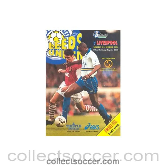 1994 - Leeds United v Liverpool official programme 31/12/1994 Premier League, with a giant Gary Speed poster and a teamsheet - Collect Soccer