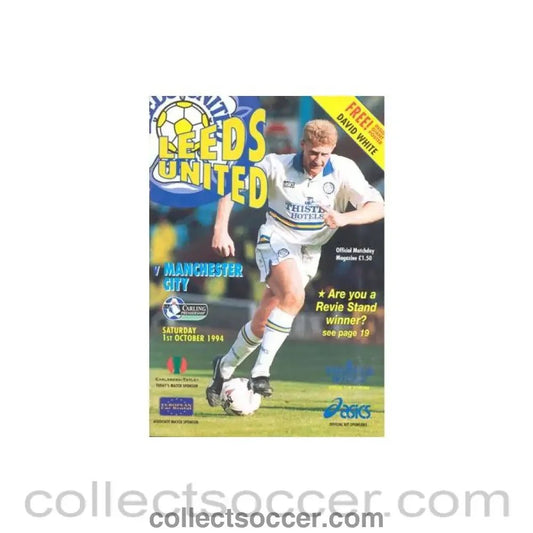 1994 - Leeds United v Manchester City official programme 01/10/1994 Premier League, with a giant David White poster - Collect Soccer