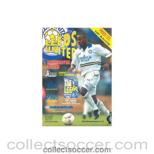1994 - Leeds United v Manchester United official programme 11/09/1994 Premier League - Collect Soccer