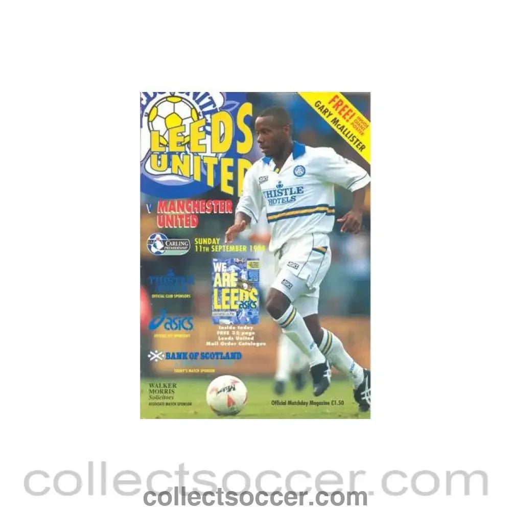 1994 - Leeds United v Manchester United official programme 11/09/1994 Premier League - Collect Soccer