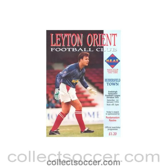 1994 - Leyton Orient v Huddersfield Town official programme 01/01/1994 Football League Cup - Collect Soccer