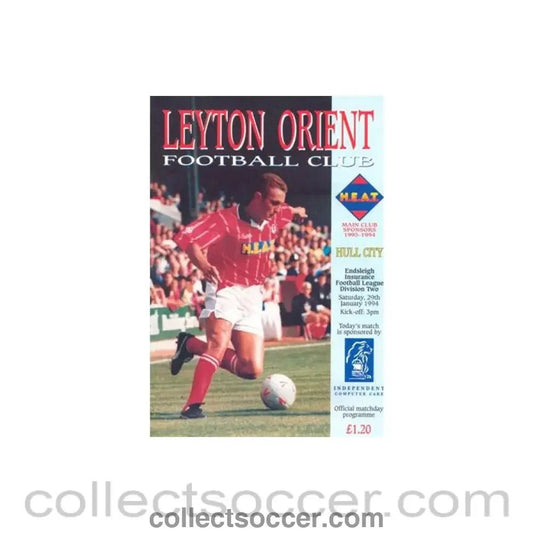 1994 - Leyton Orient v Hull City official programme 29/01/1994 Football League Cup - Collect Soccer