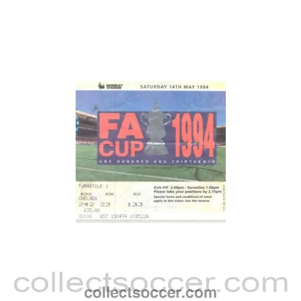 1994 - Manchester United v Chelsea ticket 14/05/1994 FA Cup Final - Collect Soccer